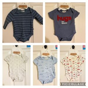 Set of 5 Organic Cotton Onesies 0-3m